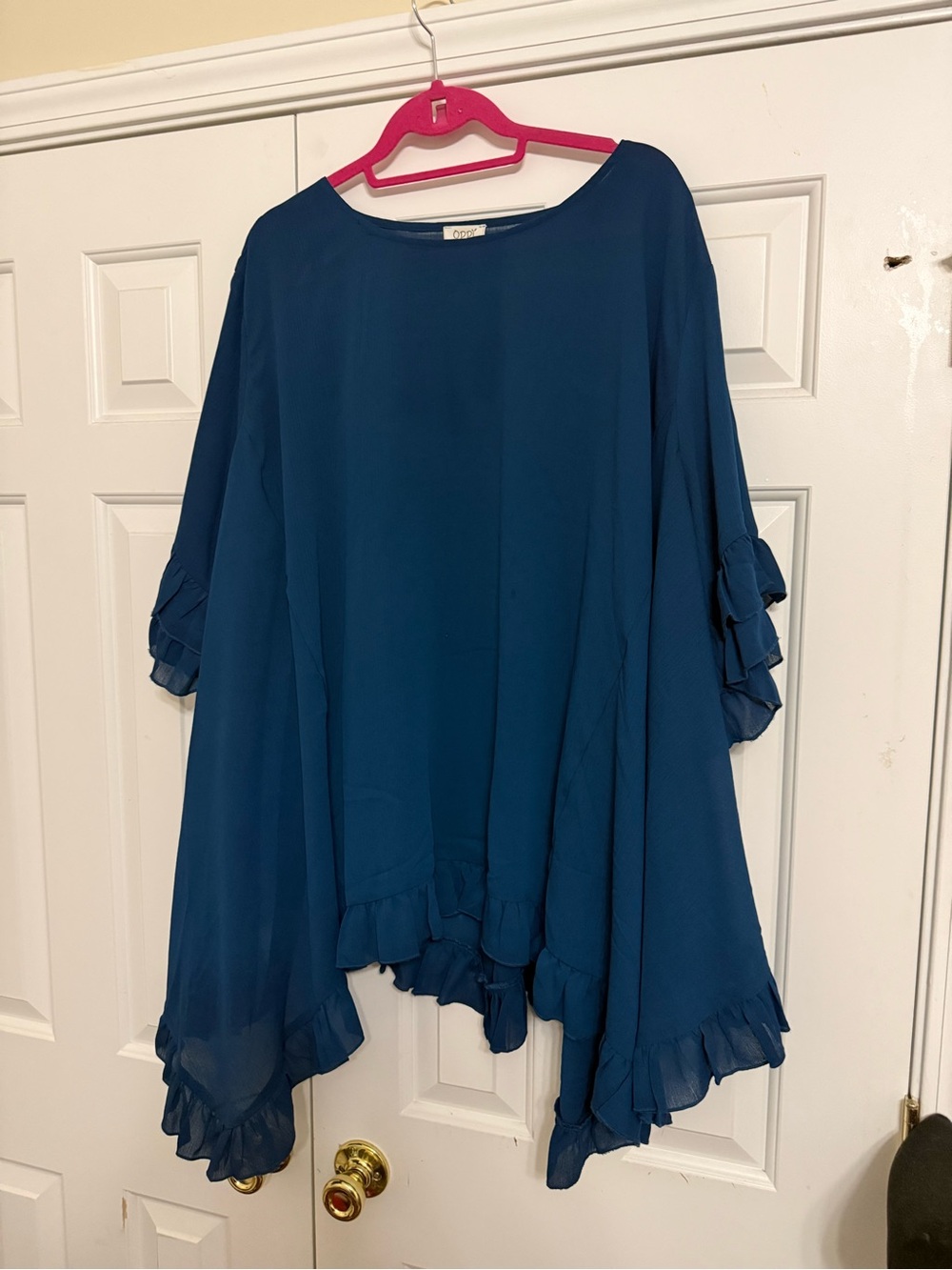 Flowing Teal Ruffle-Hem Women's Tunic